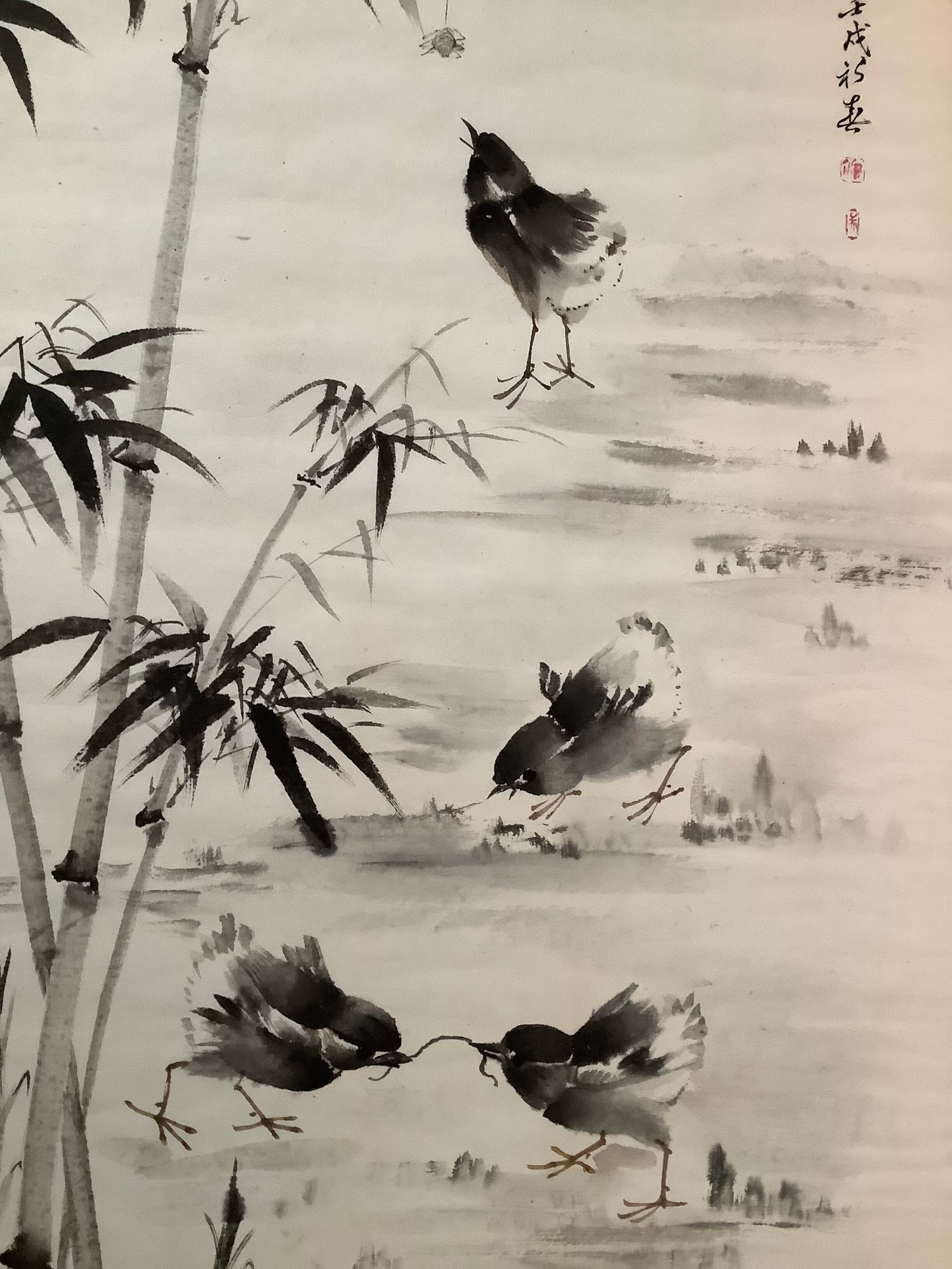 Painting made in Indian ink with a brush / Vintage 1979 brought back from China