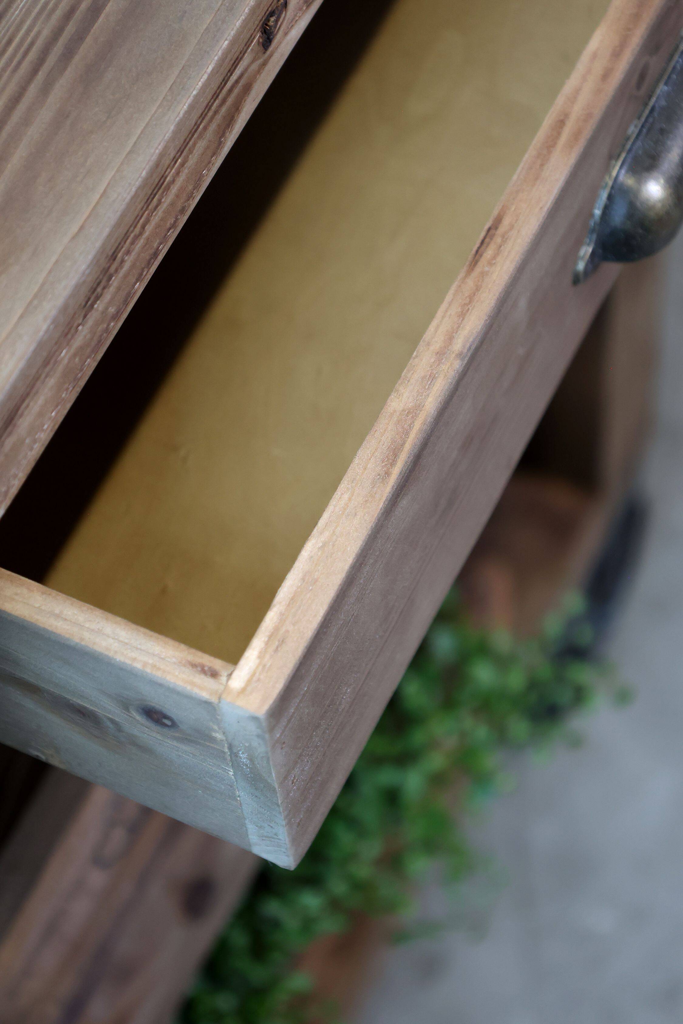 Îlot central de cuisine style meuble de métier en bois patiné