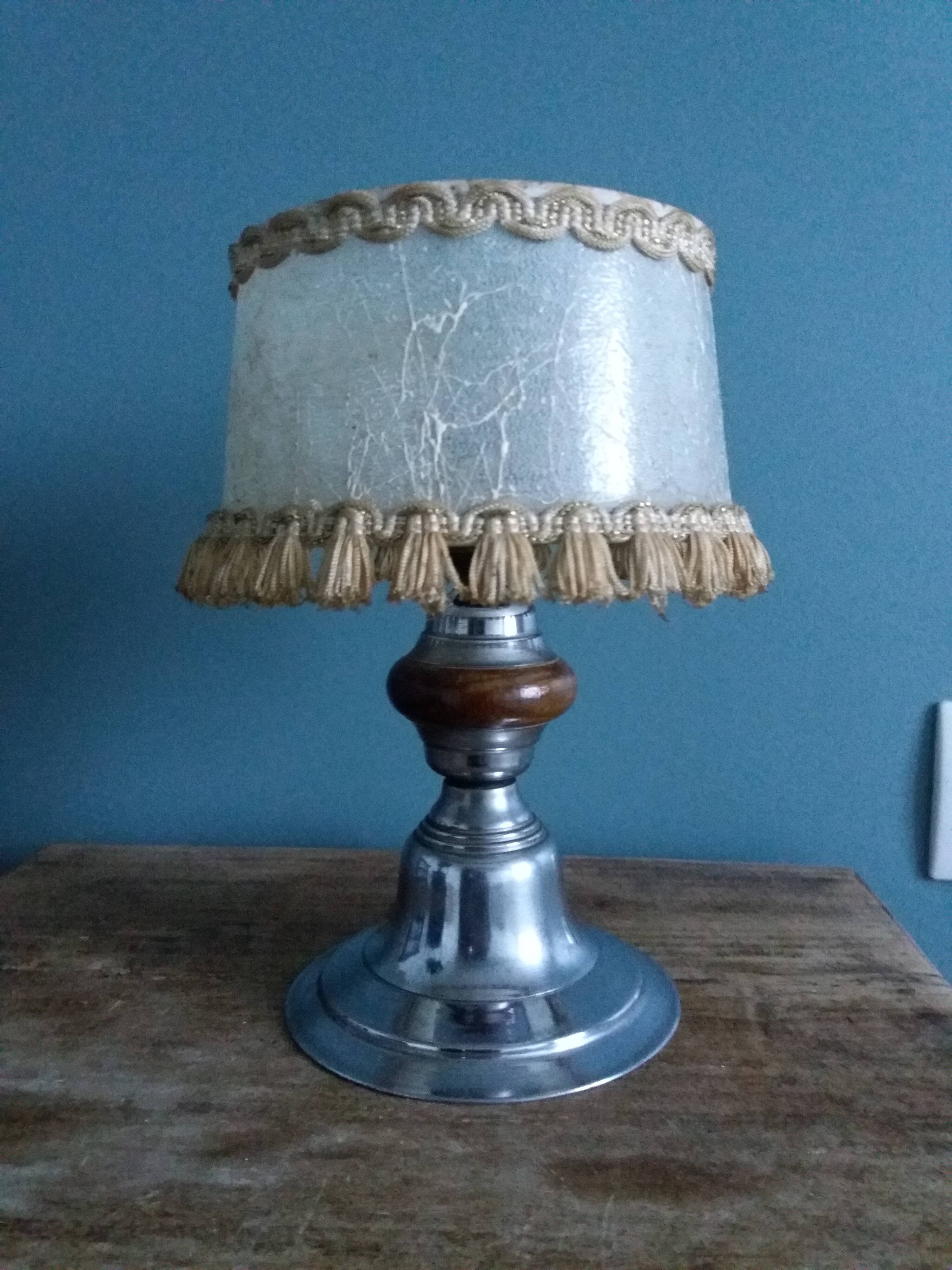 Metal and wood bedside lamp