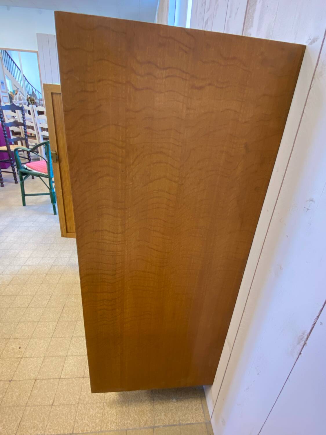 Wood and rattan chest of drawers and wardrobe