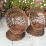 Wicker basket armchairs