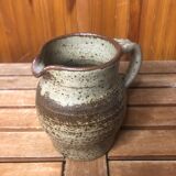 Old vintage brown stoneware pitcher le cep #a429