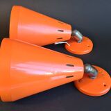 Authentic Pair of Seventies Orange wall lights from the "MBLE" brand.