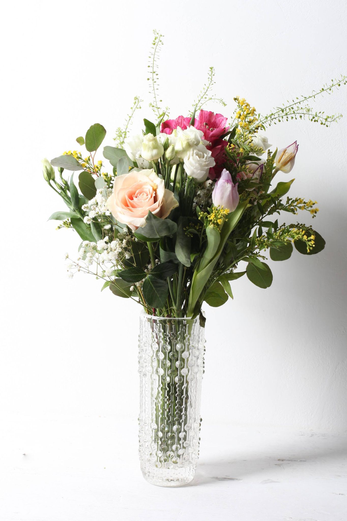 Vintage Clear Pressed Glass Vase: CandleWax Design, Czech Republic, 1972