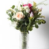 Vintage Clear Pressed Glass Vase: CandleWax Design, Czech Republic, 1972