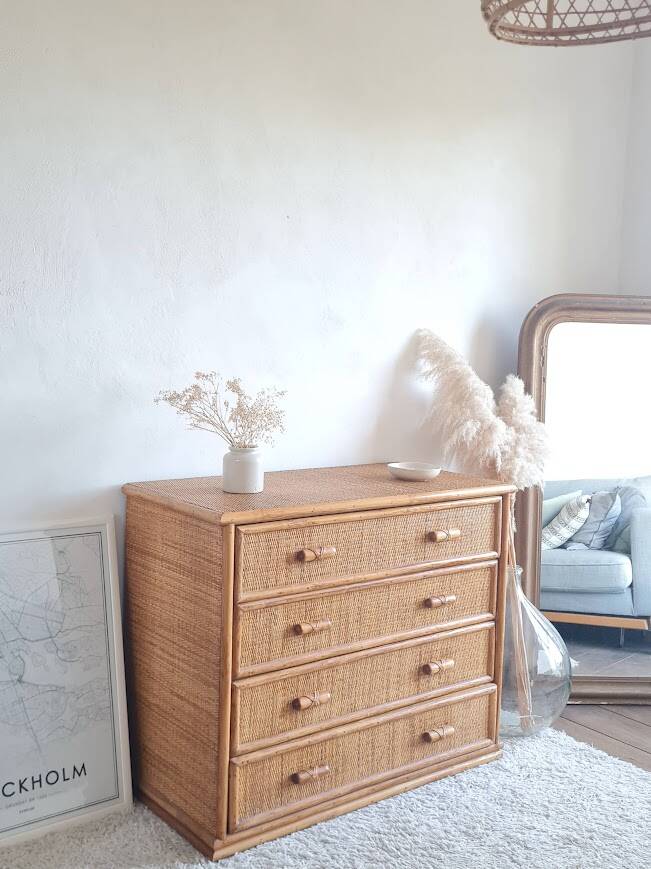 Rattan chest of drawers circa 1960s