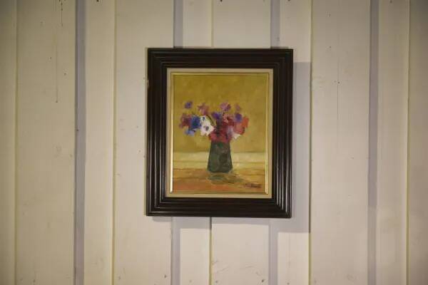 Post-impressionist oil on canvas still life The Anemones by Arthur Van Hecke 1980