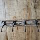Solid teak coat hook with 4 double cast iron hooks