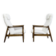 Pair of white boucle gfm 64 high back armchairs by edmund homa, 1960s