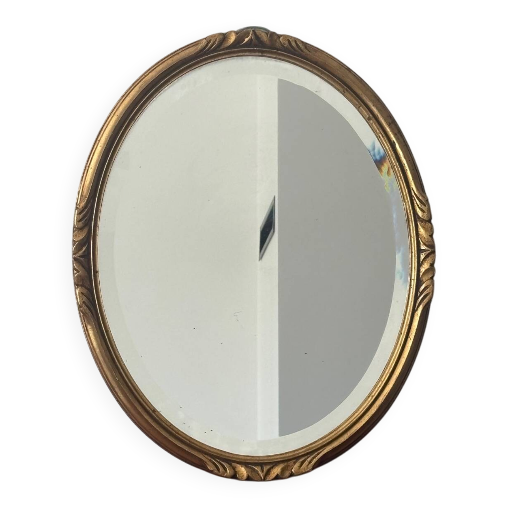 Antique oval mirror in wood and gilt stucco, Louis XV style