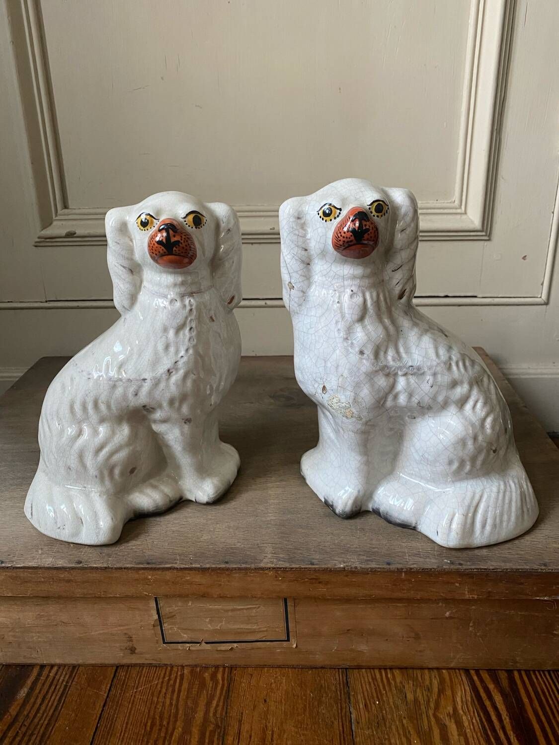 Pair of ceramic Staffordshire dogs late 19th century