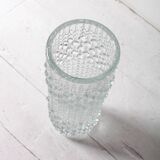 Vintage Clear Pressed Glass Vase: CandleWax Design, Czech Republic, 1972