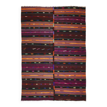 Tapis Kilim Turc Vintage Coloré 185x275 cm Laine Fait Main