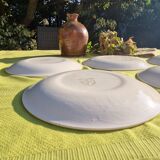 Set of 5 salins flat plates, saint raphael model, yellow checks, 24 cm, 60s