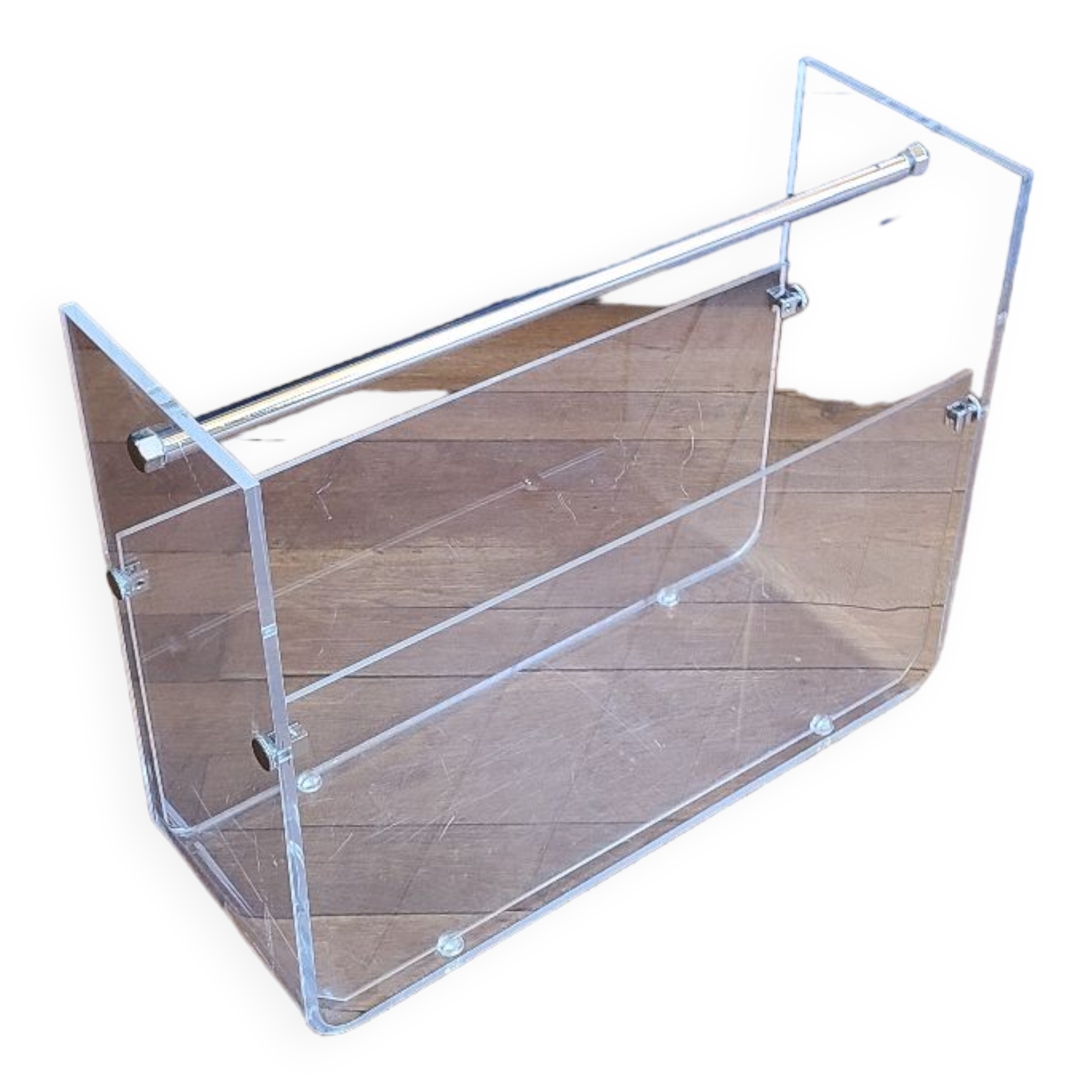 Plexiglass magazine holder by David Lange