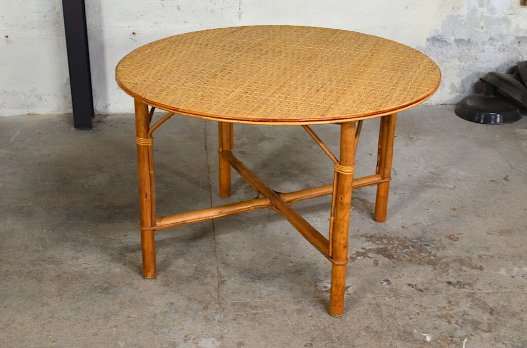 Léontine vintage 60's rattan dining table