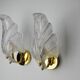 Pair of frosted leaf sconces, Murano glass, Italy, 1970
