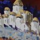 Original Swedish Mid-Century Oil on Canvas “Town” by Tage Garvik Vintage & Framed