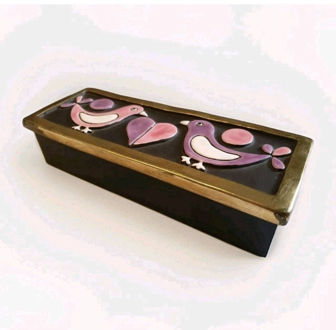 Boîte à bijoux "Colombes" MITHÉ ESPELT 1965 Vintage