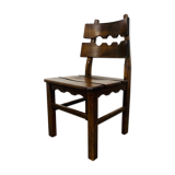 Brutalist oak chair 60s solid wood neo rustic style