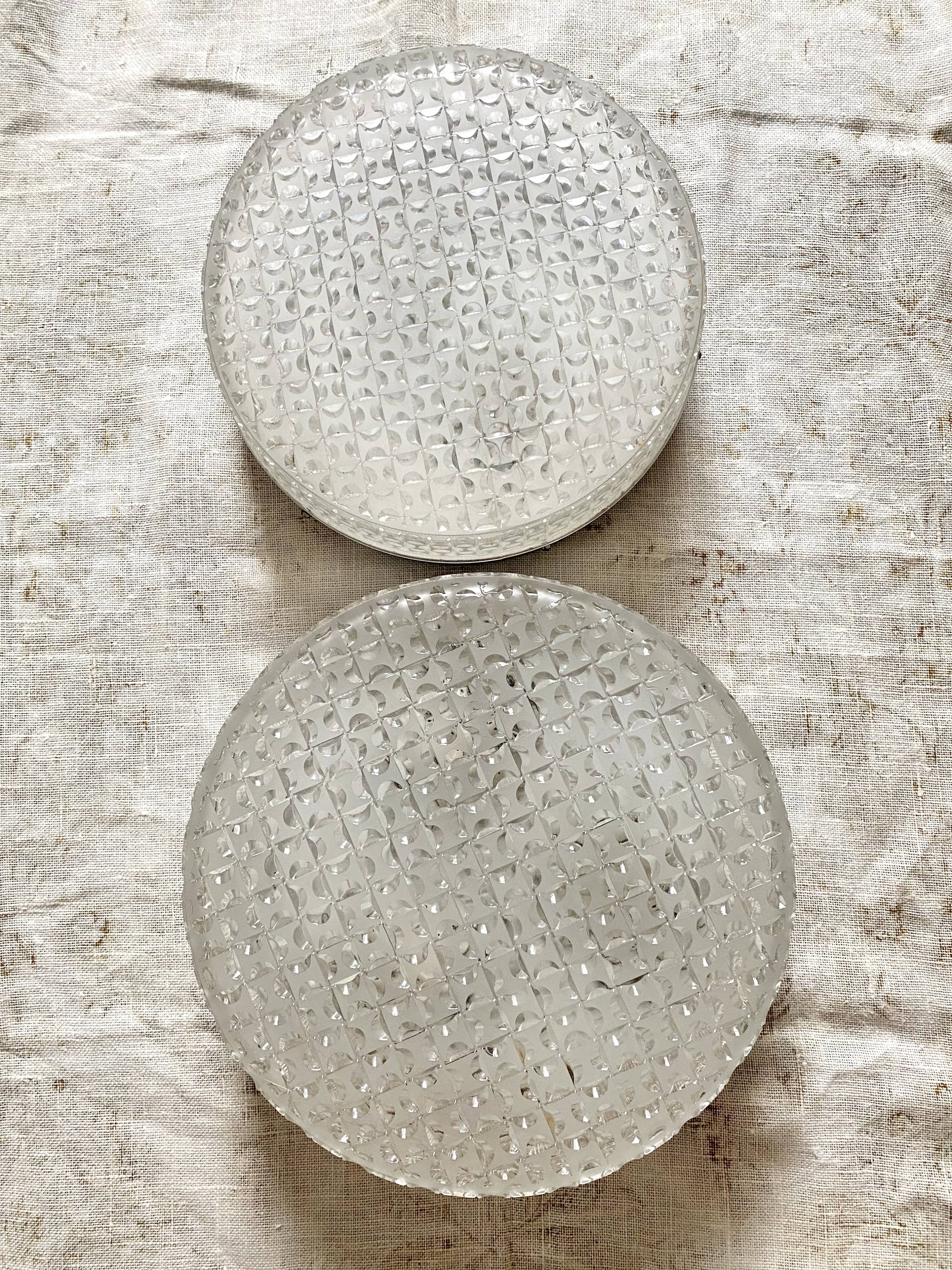 Round ceiling light in holophane glass, 1960s