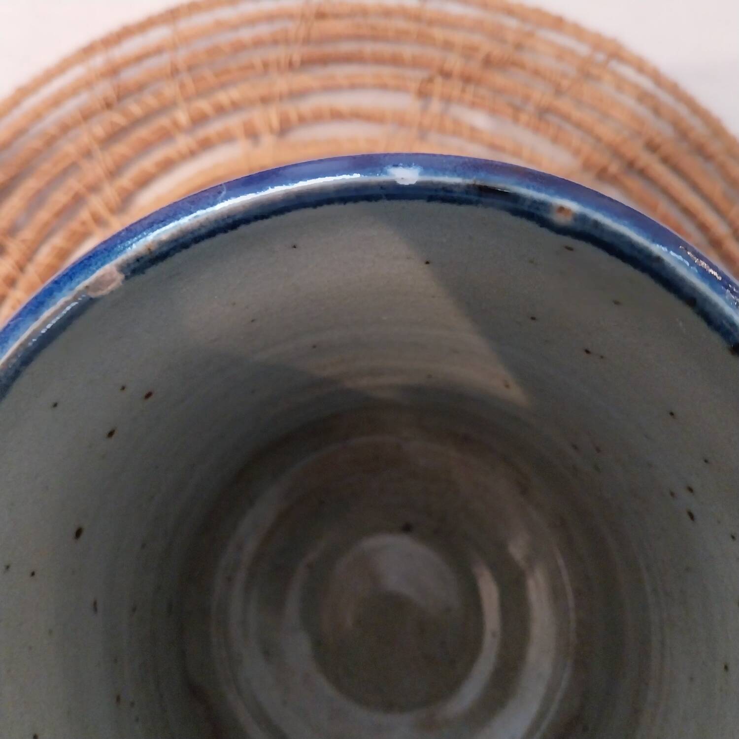 Speckled enamelled stoneware jug signed Christine Robert