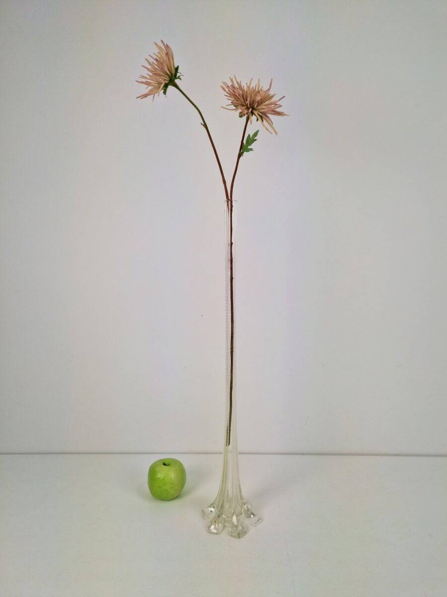 Art Nouveau French Gladioli Fluted Glass Vase, 1920s
