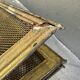 Antique 19th-century fireplace screen, French gilded spark guard.
