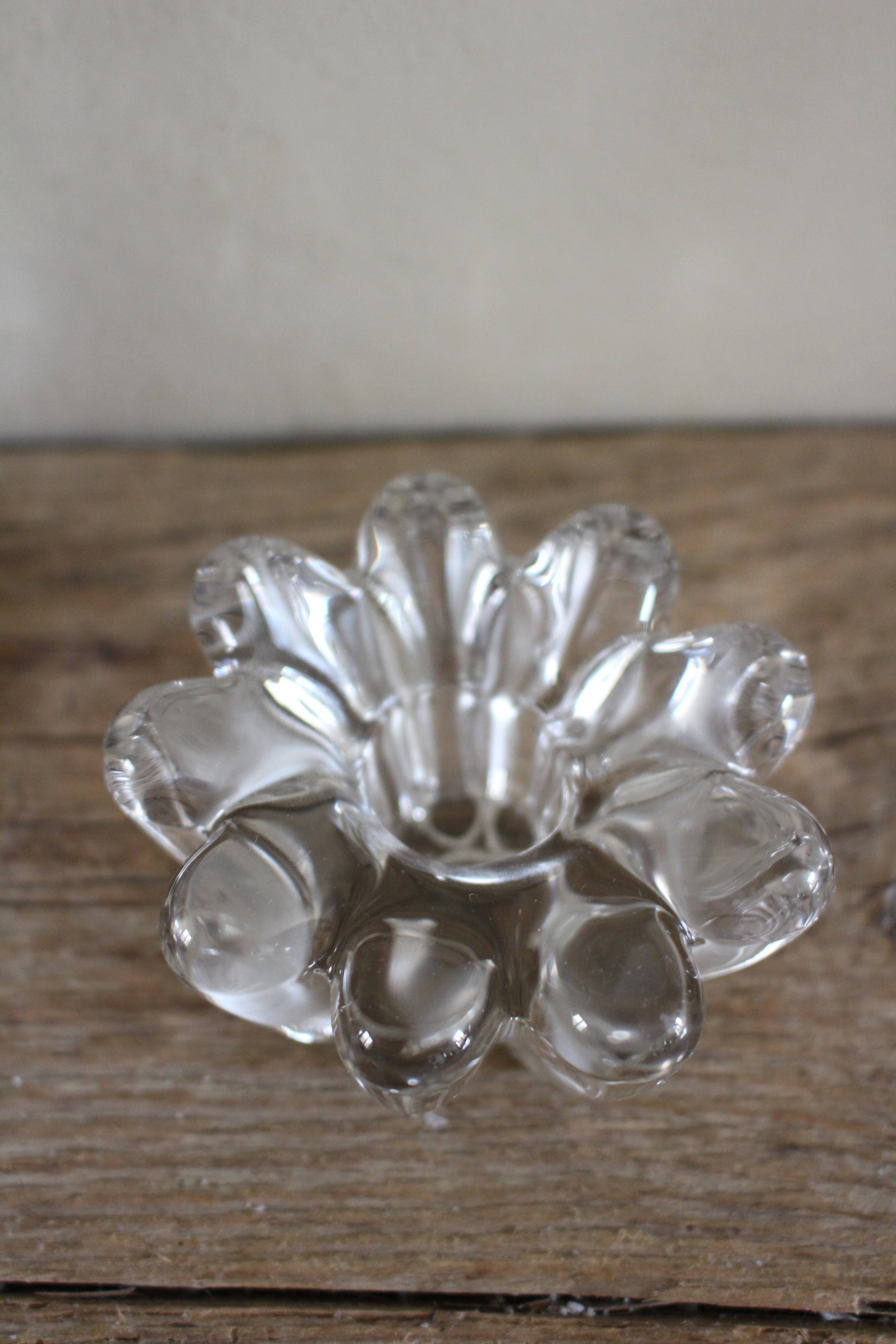 Glass flower candle holder vintage taper candle