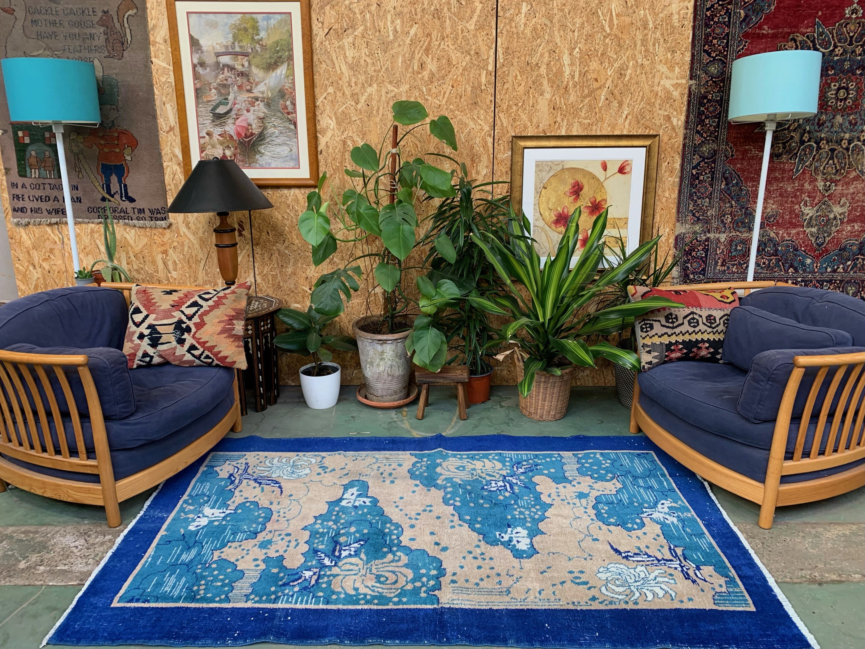 Vintage turkish rug 225x145 cm carpet