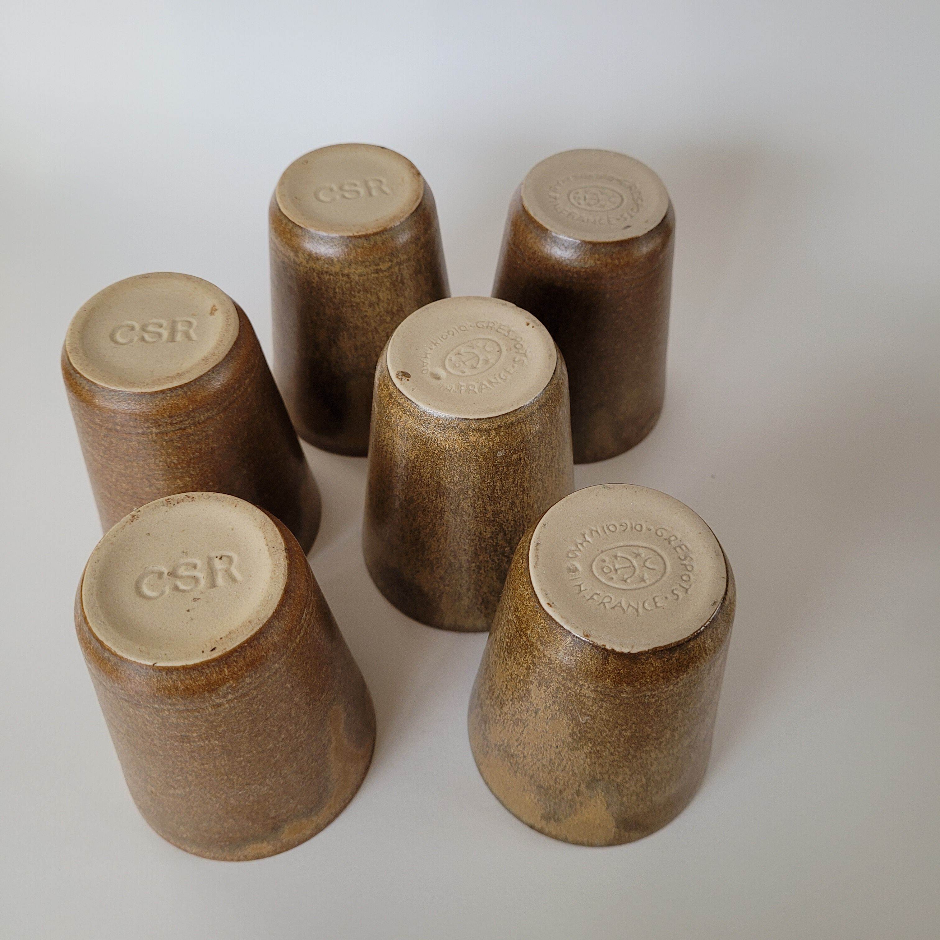 Lot de 6 gobelets en grès Digoin