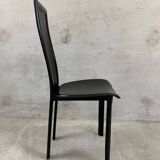 Set of 4 Italian Black Leather Dining Chairs