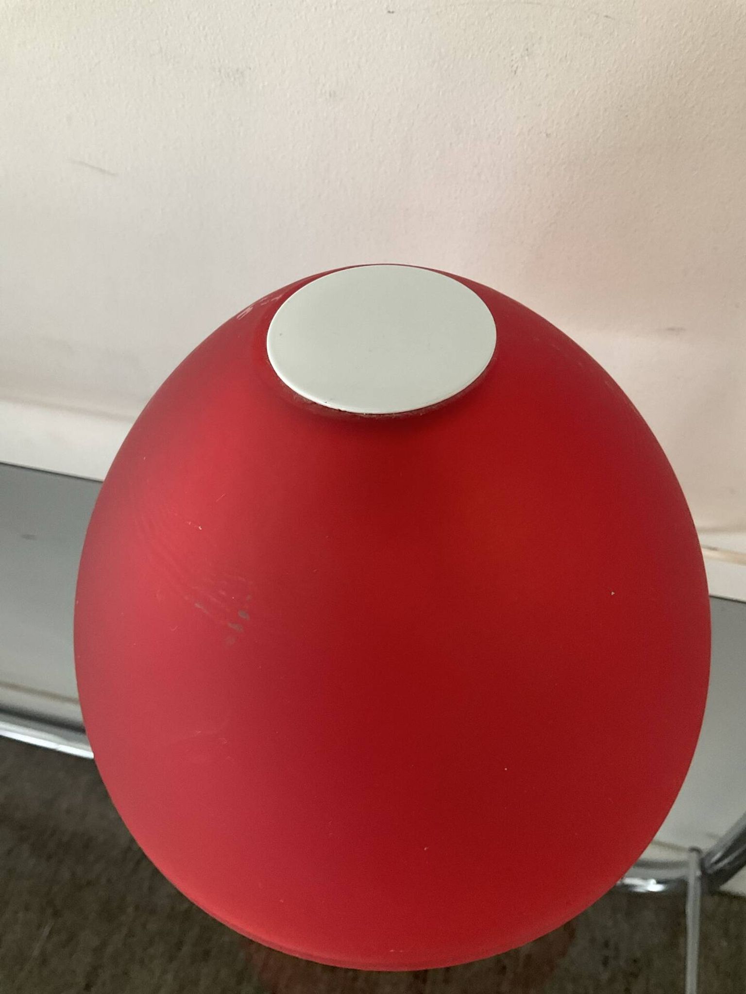 Lampe champignon vintage en verre rouge 