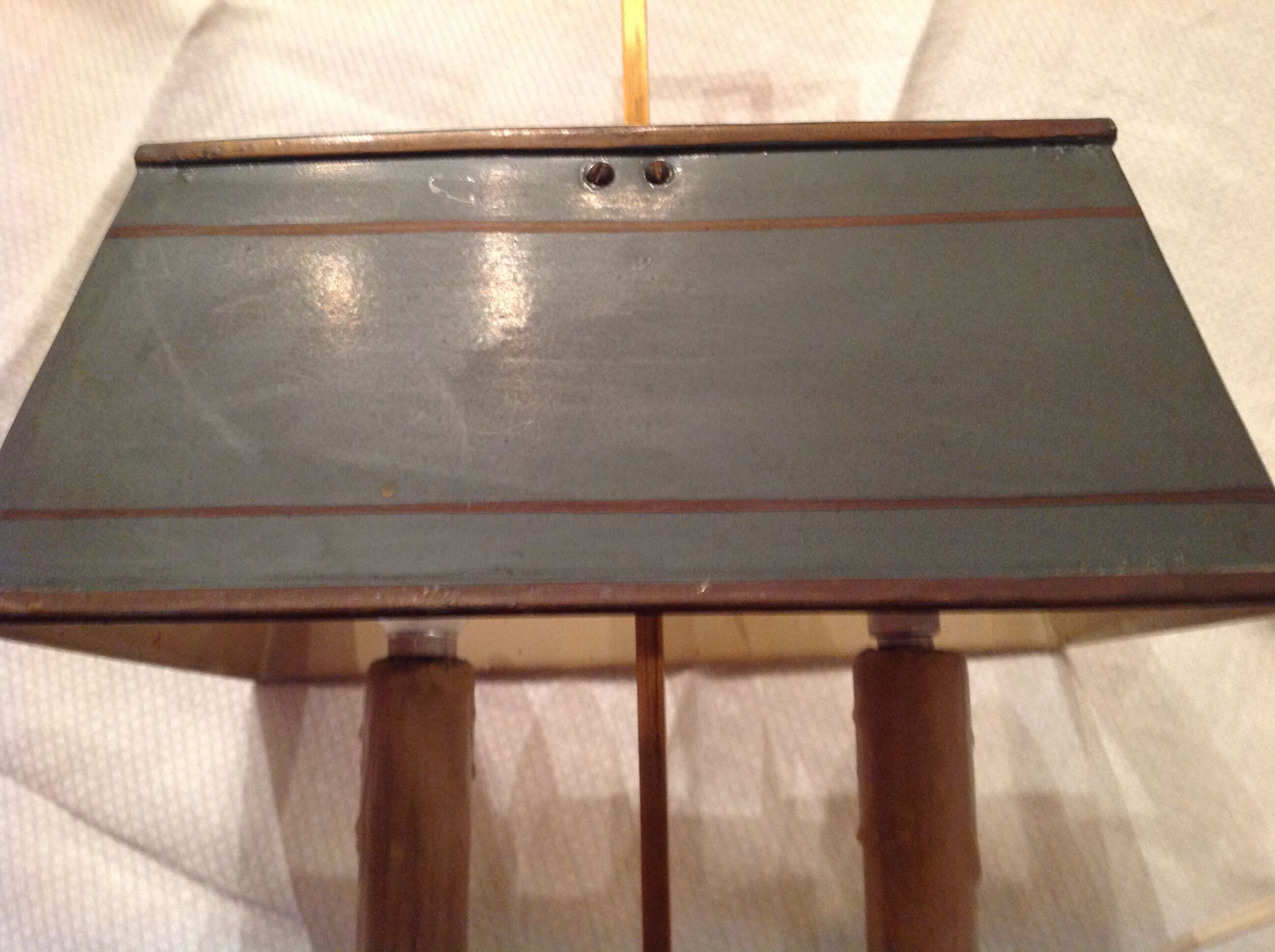 Antique bronze hot water bottle lamp, early 20th century