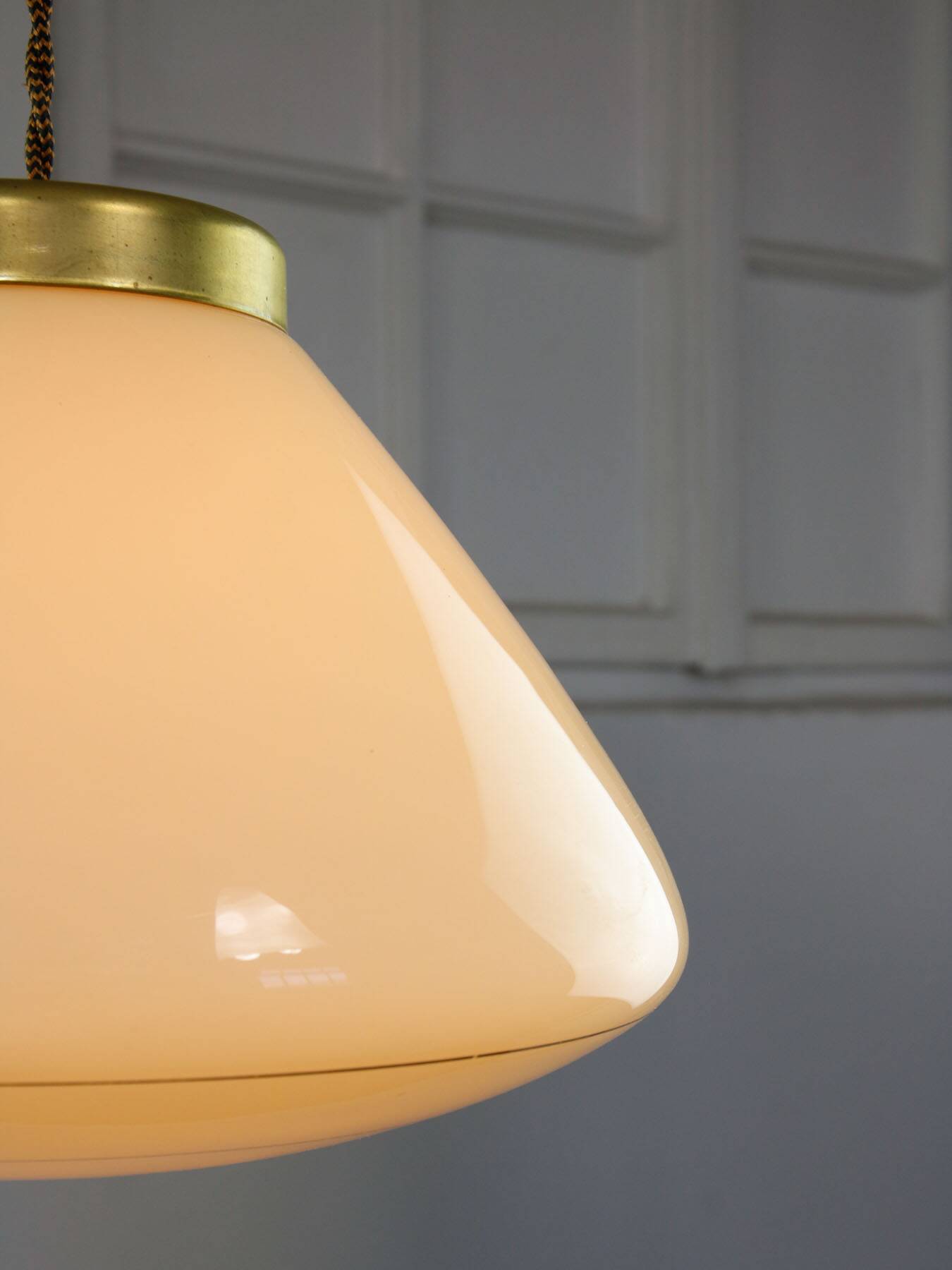 Mid-Century Modern Italian Yellow Glass and Brass Pendant Lamp, 1960s