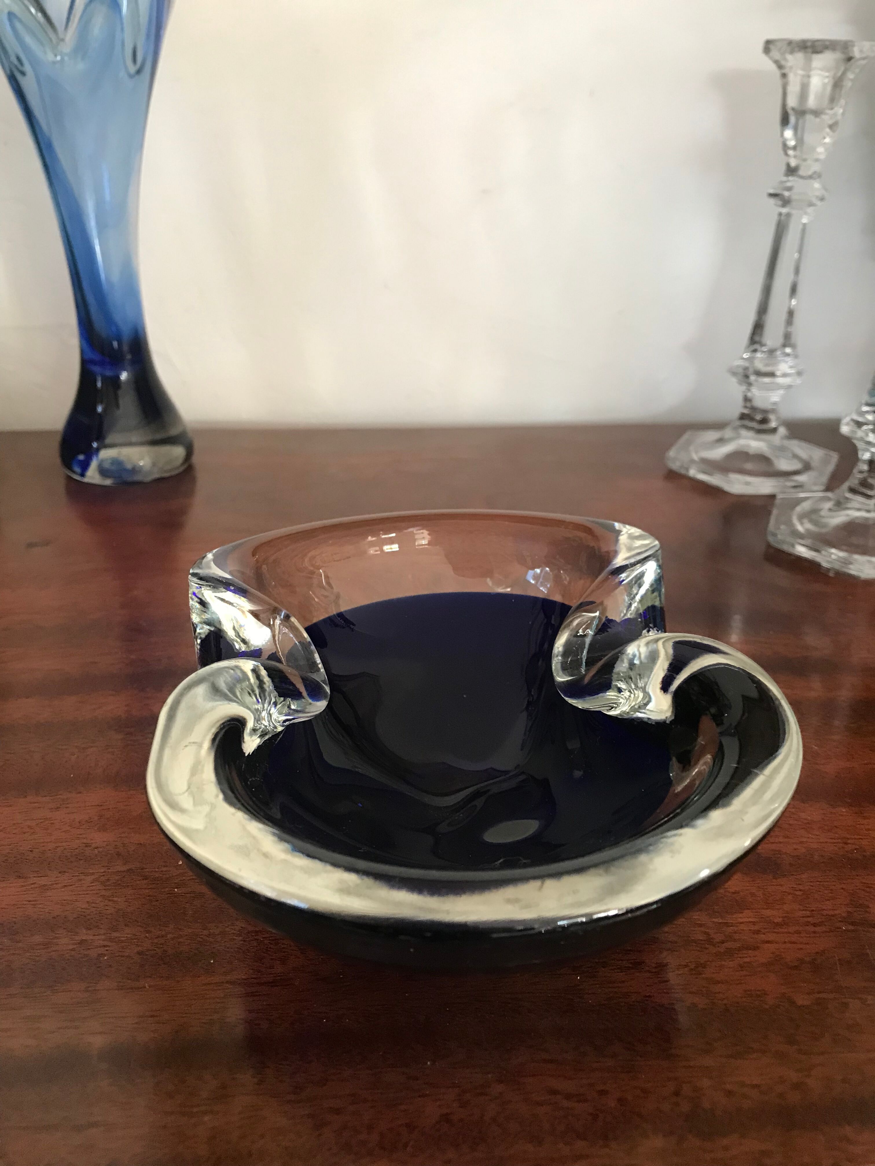 Sommerso ashtray in Murano glass circa 1960