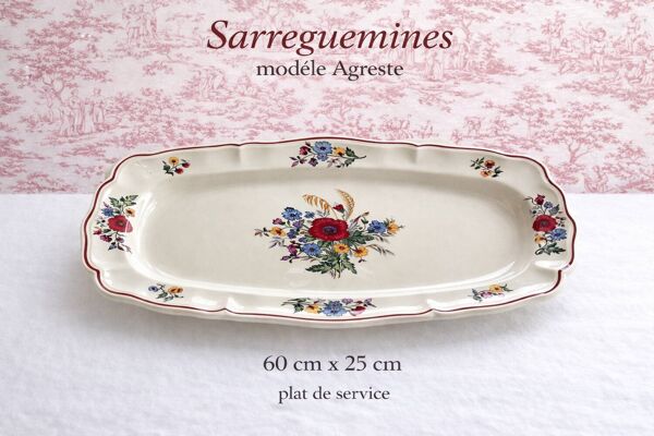 Plat de service ancien Sarreguemines modèle Agreste – vers 1900