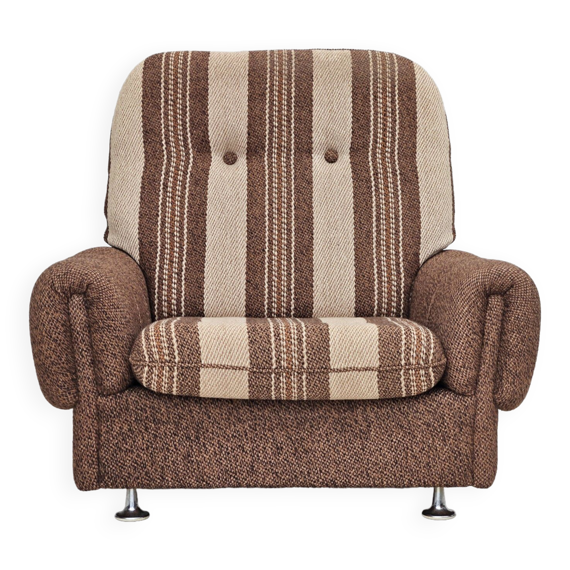 Fauteuil relax danois, revêtement en laine d'origine, années 70
