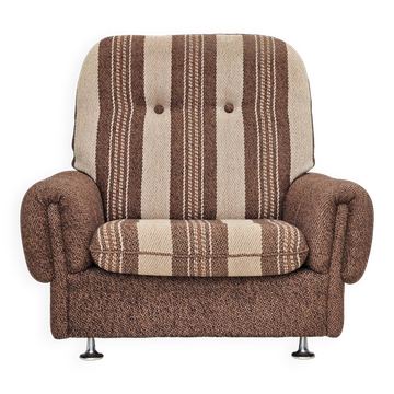 Fauteuil relax danois, revêtement en laine d'origine, années 70