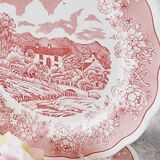 12 assiettes plates en porcelaine de fontebasso made in italy style "toile de jouy" en rose