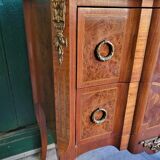 Chest of drawers transition Louis XVl marquetry marble top