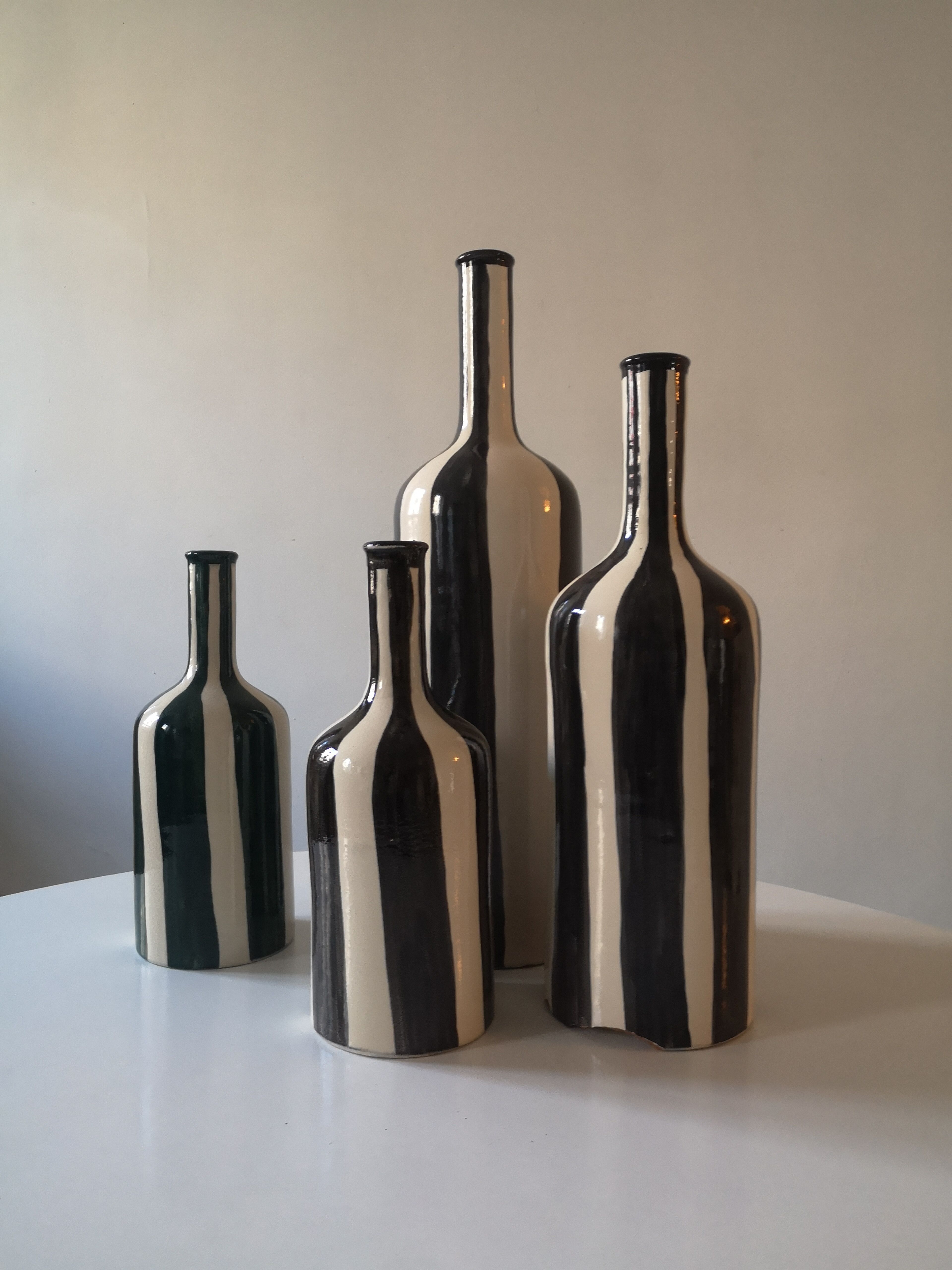 Handmade glazed ceramic vase, graphic design