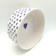 Ceramic bowl with small blue hearts and lead-free paint