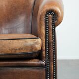 Comfortable vintage sheepskin 2.5-seater club sofa