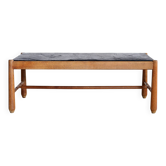Brutalist Scandinavian coffee table, slate top.