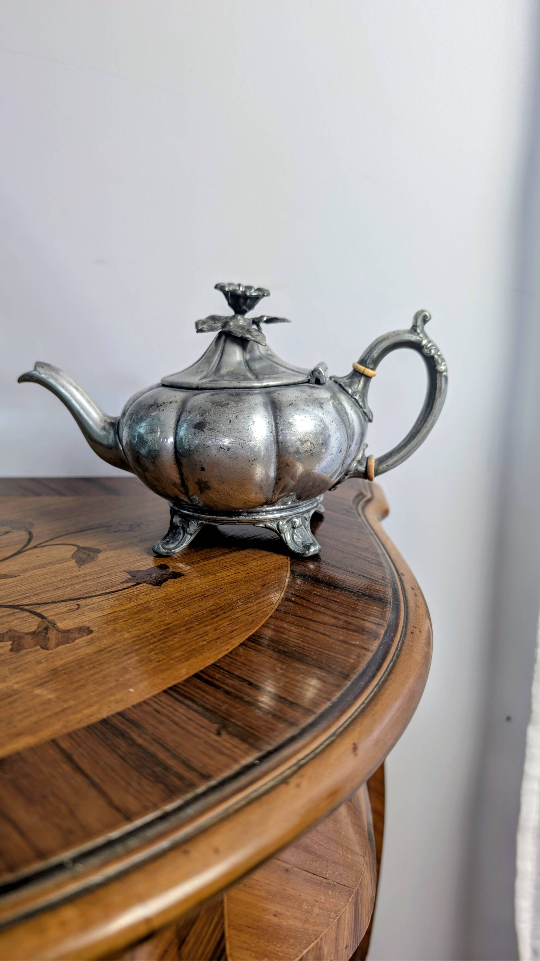 Vintage Shaw & Fisher Sheffield metal tin teapot