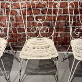 Wrought iron garden set painted white