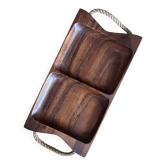 Teak plateau and rope handle