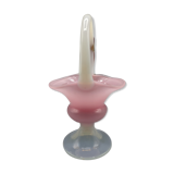 opaline basket, candy pink from Cristaleria La Toscana - H: 20cm