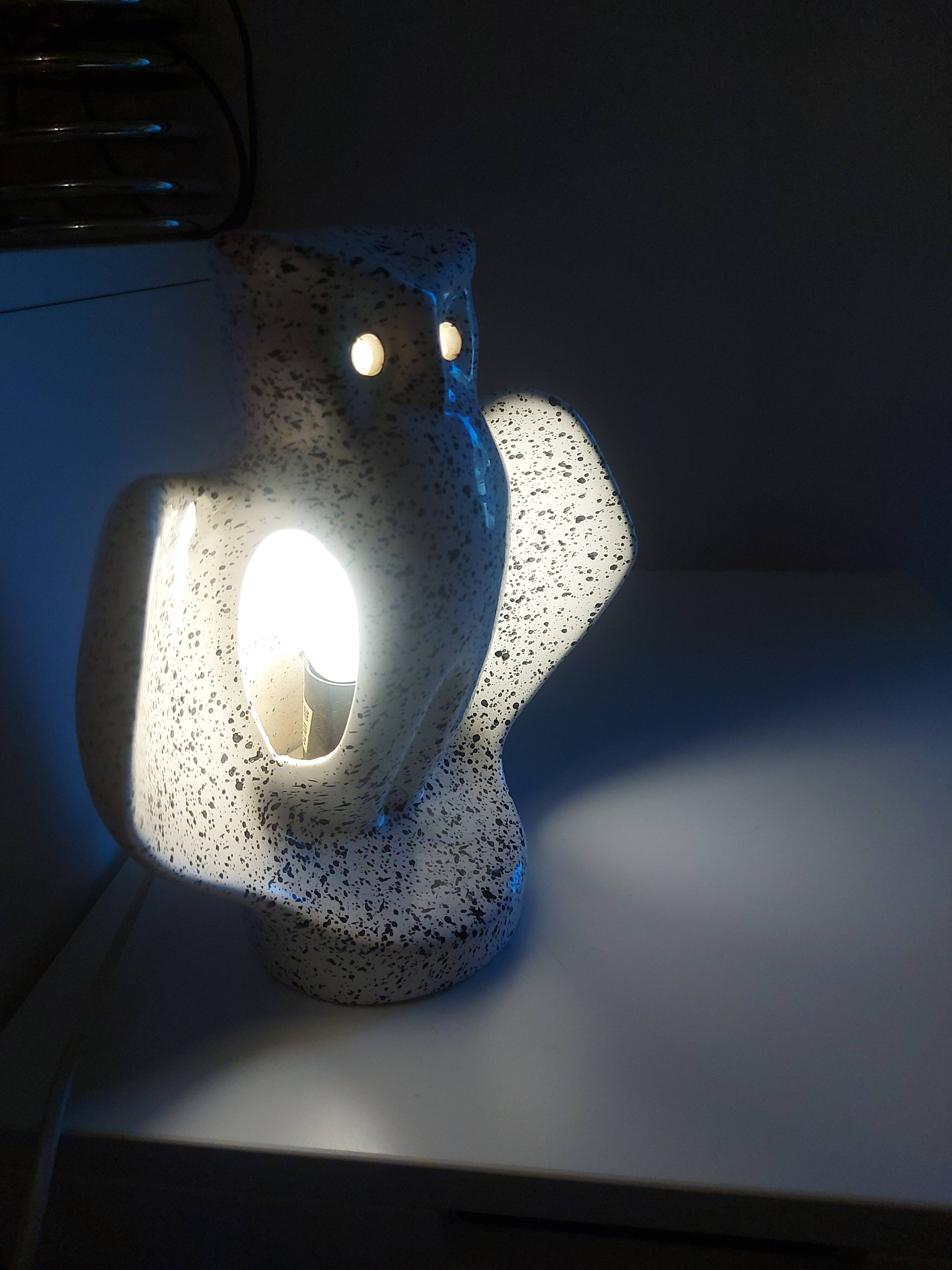 Vintage 80's owl ceramic lamp